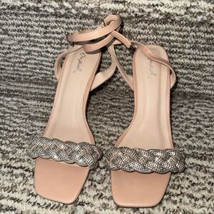 Qupid Tan Sandals with Braided Silver Strap